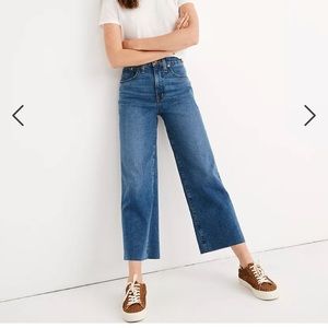 Madewell Wide Leg crop Jeans Frayed Hem Frida Wash High waist 27
